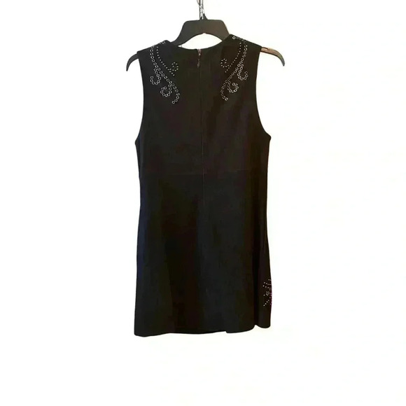 Free People Wynonna Studded Suede Embellished Black Mini Dress Leather S - Picture 7 of 13